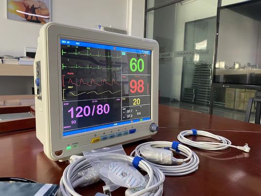 Moniteur patient cardiaque portatif d'écran d'affichage à cristaux liquides de TFT de 12,1 pouces ECG SPO2 NIBP moniteurs vitaux de signes